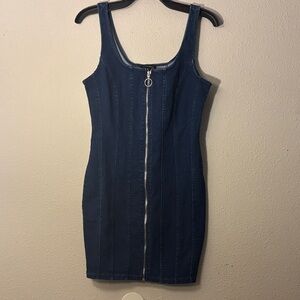 Denim Dress with Front Zipper